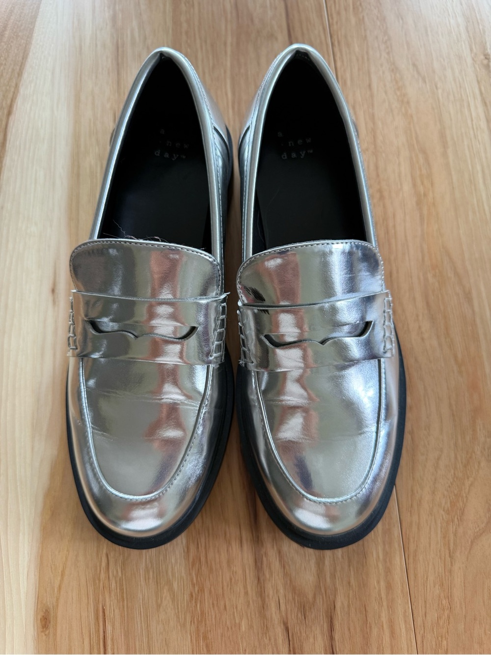 A New Day Metallic Silver Penny Loafers - Women's Size 8 1/2